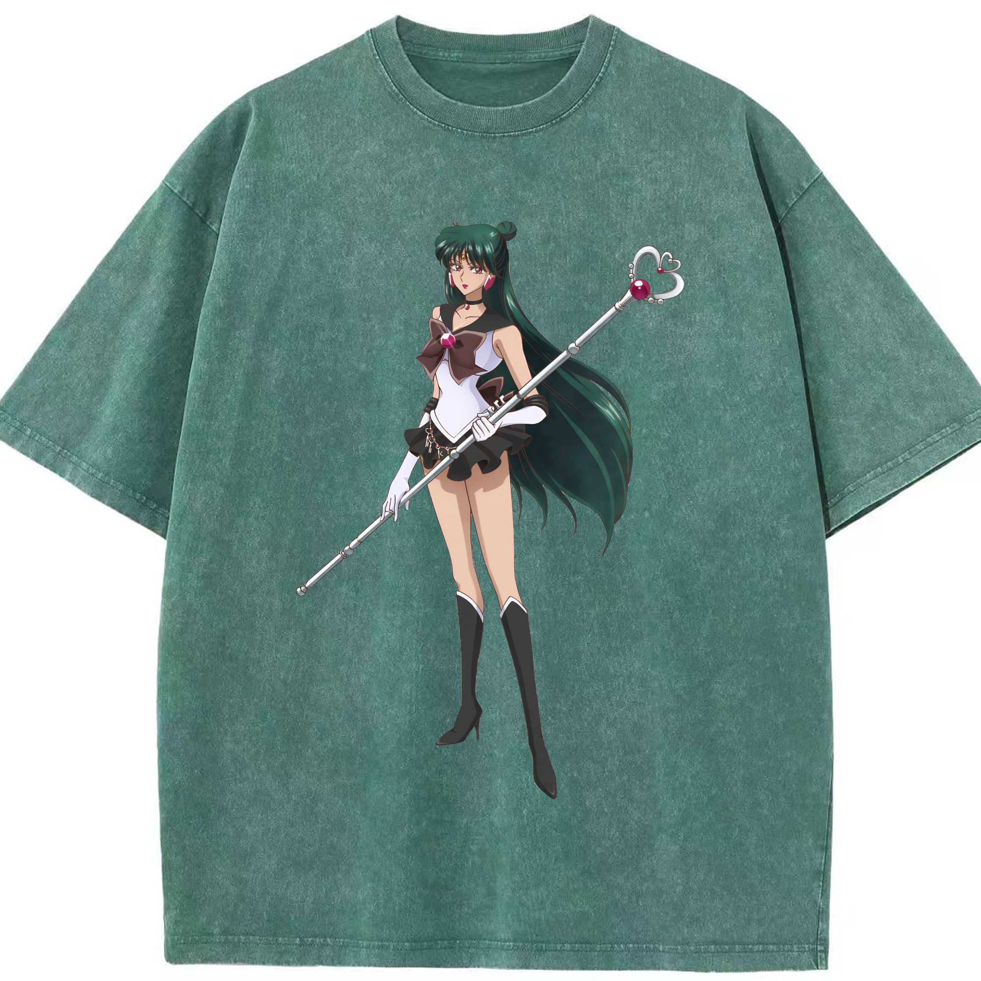（画像用） 美少女戦士セーラームーン 冥王せつな Sailor Moon Meiou Setsuna 綿100% ヴィンテージ風 半袖Tシャツ（フロントプリント）
